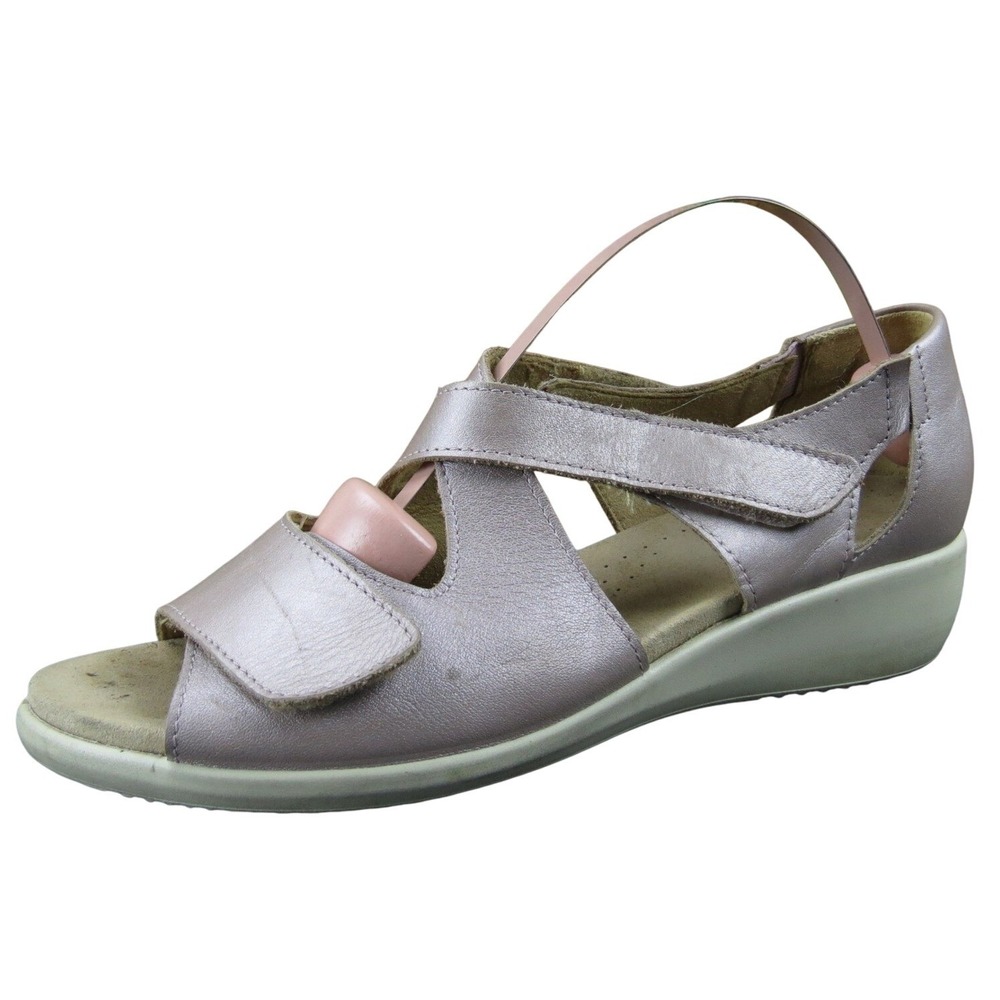 Hotter Riga Women's Mauve Metallic Leather Sandals Size 8 Casual Comfort